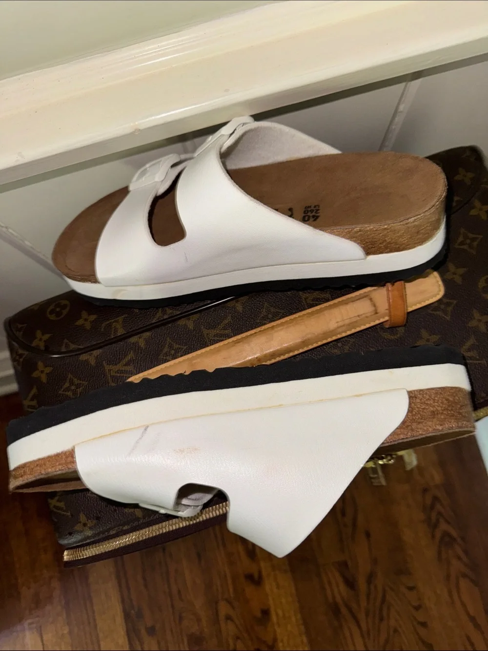 Birkenstock Papillio White Double Buckle Slide Sandals Size 10 40 Shoes